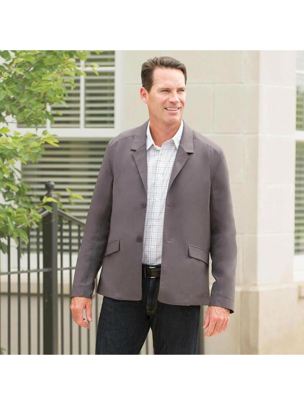 Hammacher Schlemmer Men's Travel Blazer Gray L Large NWT Wrinkle Resistant NEW